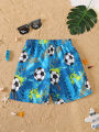 Infant Boys Summer Casual Football Print Beach Shorts Children's Clothing Toddler Boys Summer Wear Baby Boys Beach Attire.