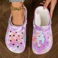 Garden Clogs Comfortable Women's Tie-dye Pattern Clogs, Slip On Lightweight Two-way Wear Clogs, Non-slip Summer Beach Slides 666.