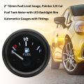 2'' 52mm Fuel Level Gauge, Pointer 12V Car Fuel Tank Meter with LED Backlight Rim Automotive Gauges. 