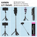 AXNEN L21 Phone Selfie Stick Cellphone Tripod with Extension Rod Bluetooth Remote Control for Android IOS Smartphone Shoot Vlog. 