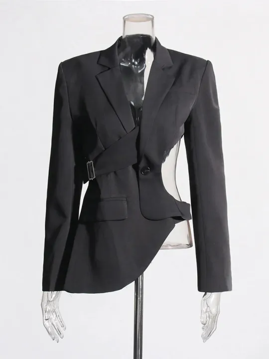 TWOTWINSTYLE%20Solid%20Hollow%20Out%20Backless%20Slimming%20Blazers%20For%20Women%20Notched%20Collar%20Long%20Sleeve%20Spliced%20Button%20Blazer%20Female%20New%20-%20Image%203