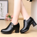 Botas Femininas Women Classic Round Toe High Quality Black Patent Leather Autumn & Winter High Heel Ankle Boots Red Shoes A234. 