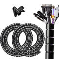 Universal 2M Flexible Black Cable Protector Wrap Line Coiled Management Tube for Office Wire Cord Organizer Cover Sleeve. 