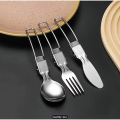 3PCS/1Set Portable Outdoor Camping Travel Picnic Foldable Stainless Steel Cutlery Set Spoon Fork Knife Tableware Outdoor Travel.
