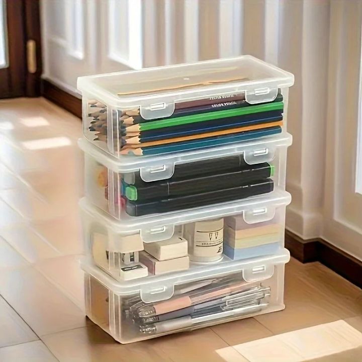 1/2/3 Pcs All-Clear Desktop Storage Box - Organizer for Pencils, Markers, Keys & Office Desk Clutter