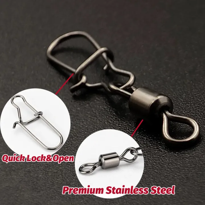 50pcs%20Swivel%20Snap%20Connector%20Pin%20Bearing%20Rolling%20360%20Rotate%20Ring%20Tackle%20Buckle%20Hook%20Lure%20Kit%20Wire%20Box%20Fishing%20Accessories%20-%20Image%206