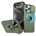 Slide Camera Protection Ring Holder Magnetic Case for IPhone 16  Pro Max Plus  Plus for Magsafe Cover. 