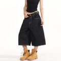 2026 Summer American Retro Denim Cropped Pants for Men and Women Street Loose Wide-leg Shorts Y2K Hip-hop Street Dance Pants. 