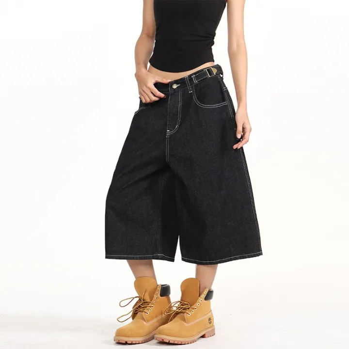 2026%20Summer%20American%20Retro%20Denim%20Cropped%20Pants%20for%20Men%20and%20Women%20Street%20Loose%20Wide-leg%20Shorts%20Y2K%20Hip-hop%20Street%20Dance%20Pants%20-%20Image%202