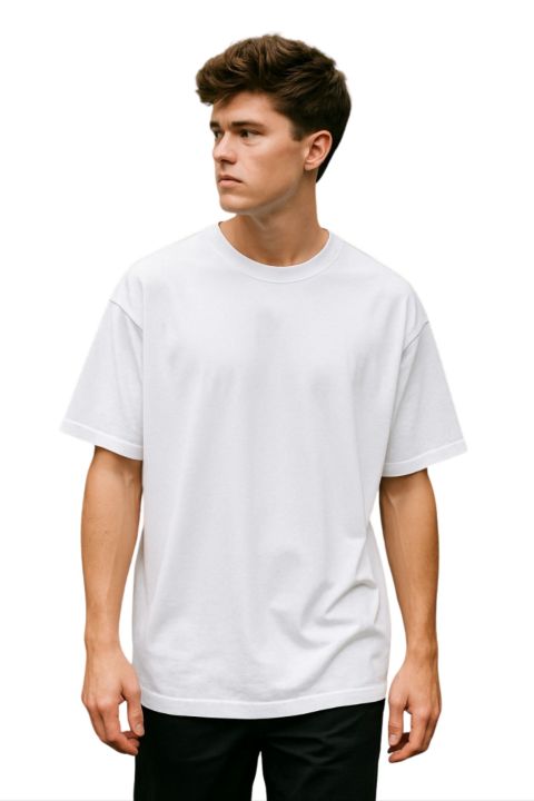 Oversized T-Shirt for Men & Women White – Trendy Streetwear | Baggy Fit | Casual Daily Wear | drop shoulder