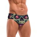 Crazy Skull Swim Trunks Slim Fit Durable Men's Drawstring Triangle Trunks Water Park Island Vacation Sunbathing Retro Swimwear. 