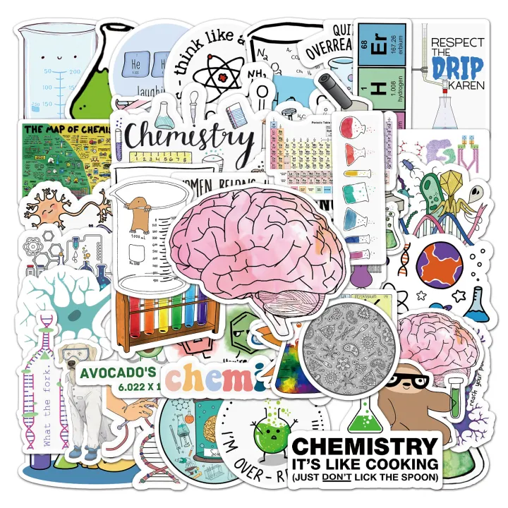 50PCS Trendy Cartoon Chemical Equation Graffiti Helmet Cup DIY ...