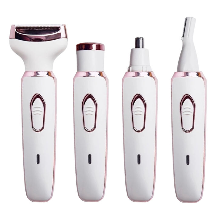 4 in 1 Women Electric Epilator Bikini Eyebrow Nose Lady Trimmer Facial Hair Removal Face Body Painless Female Shaver Depilator
