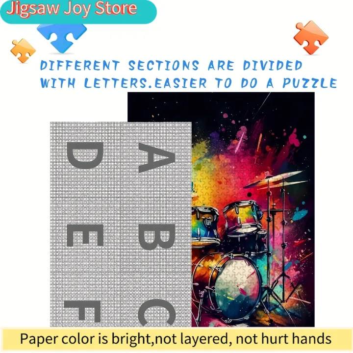 Wooden%20Jigsaw%20Puzzle%20for%20&%20Families%20-%20Colorful%20Drum%20Rhythm%20Design,%20Intermediate%20Challenge%20with%20Vibrant%20Splash%20Art,%20Portable%20&%20-%20Image%204