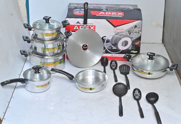 steel set 19 PCS Mirror Polish Best Quality  Apex cookware
