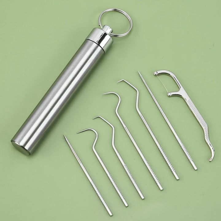 Stainless%20Steel%20Toothpick%20Set%20Reusable%20Toothpicks%20Tooth%20Flossing%20Tartar%20Removal%20Tool%20Portable%20Teeth%20Cleaner%20for%20Tooth%20Oral%20Clean%20-%20Image%202