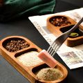 Solid Wood Rectangle Tray 2/3 Grid Condiment Plate Breakfast Food Sushi Bread Dessert Sauce Plate Kitchen Dinner Seasoning Dish. 
