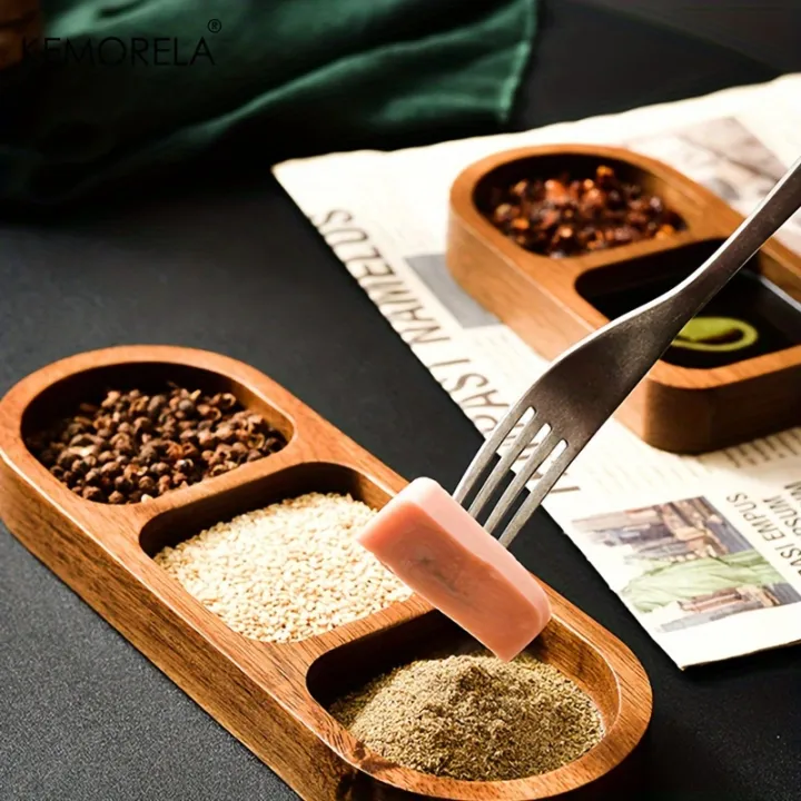 Solid%20Wood%20Rectangle%20Tray%202/3%20Grid%20Condiment%20Plate%20Breakfast%20Food%20Sushi%20Bread%20Dessert%20Sauce%20Plate%20Kitchen%20Dinner%20Seasoning%20Dish%20-%20Image%204