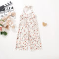 Summer female infant small flower grass print neck jumpsuit. 