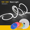 DC 12V 24V LED Neon Strip Light Neon Sign Waterproof Silicone Rope Lights Flexible Lamp Home Decoration with 2pin Wire 9 Colors. 