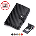 ID Credit Bank Card Holder with Hasp Wallet Men Anti Rfid Blocking Protected Magic PU Leather Slim Mini Small Money Wallets Case. 