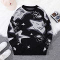 New Popular Spring & Fall Astronaut Star-Picking Jacquard Pattern Pullover Sweater Casual Round Neck Contrast Color Knitted Men'.