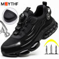 Rotating Button New Safety Shoes Men Anti-smash Anti-puncture Work Shoes Fashion Men Sport Shoes Security Protective Boots Men.