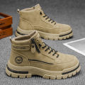 2025 A/W New Men's Mid-High Top Outdoor Work Boots - Zip-Up, Hiking Casual Sports Mountaineering Style.