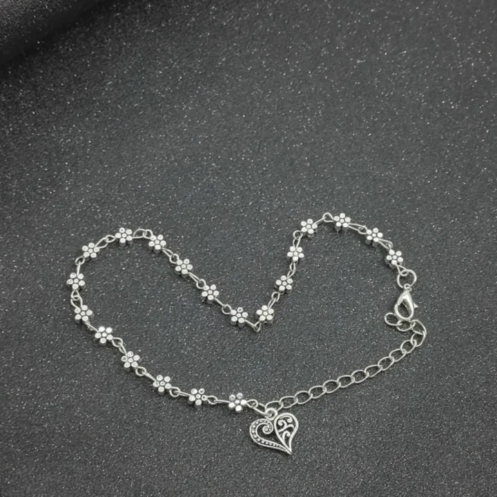 Heart%20&%20Flowers%20Anklet%20Foot%20Chain%20Boho%20Beach%20Beads%20Aolly%20Plum%20Blossom%20Anklets%20for%20Women%20Girl%20-%20Image%203