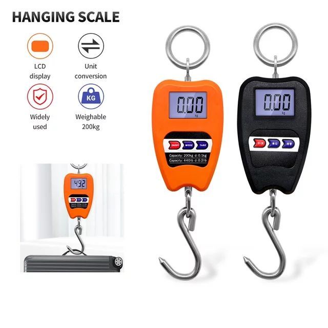 Digital Hanging Scale 50 Gram To 200 KG - Heavy Duty Portable Crane Scale for Luggage Weight Suitcase Farm Bike Bow Fish Weight Fishing Scale Portable Electronic Digital Mini Crane Scale