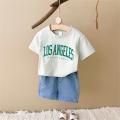 Summer New Baby Clothes Infant Letter Printing Top+Denim shorts Set Baby Boys Girls Casual Baby Set Newborn Baby Clothes 2Pcs. 