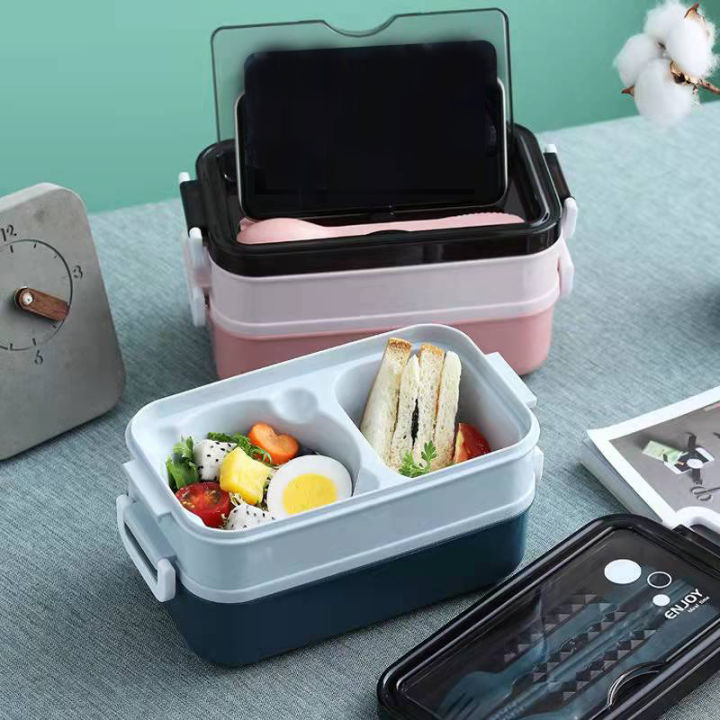 1pc%201400ml%20Double-layer%20Lunch%20Box%20Portable%20Compartment%20Food%20Box%20Microwave%20Lunch%20Box%20With%20Fork%20Chopsticks%20And%20Spoon%20Picnic%20Fresh%20-%20Image%205