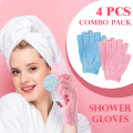 Exfoliating Shower Gloves - 4 Pcs Bath Scrub Mitt for Smooth Skin. 