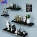 Wall Mounted White & Black Floating Shelves, Book Shelf wooden shelves. 