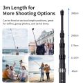 3m Invisible Selfie Stick Carbon Fiber Extended Monopod 118" for  13 Insta360  X4 X5  Osmo 360/Action 5 Pro Accessories. 