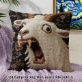 1/2 Pcs Funny Screaming Goat Pillow Cover 2D Print Decorative Cushion Case for Sofa Couch Home Decor, Novelty Animal Pattern Th.