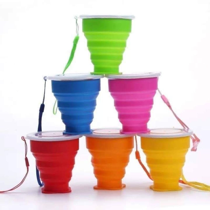 Portable Foldable Collapsible outdoor Travel Silicone Coffee Cup with cover folding water |