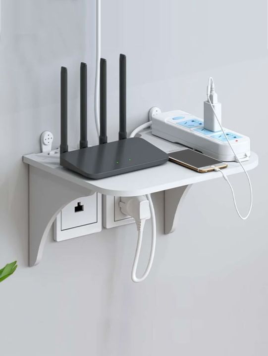 Router Rack Box – Wall Mount WiFi Router Stand, Floating Shelf Storage ...
