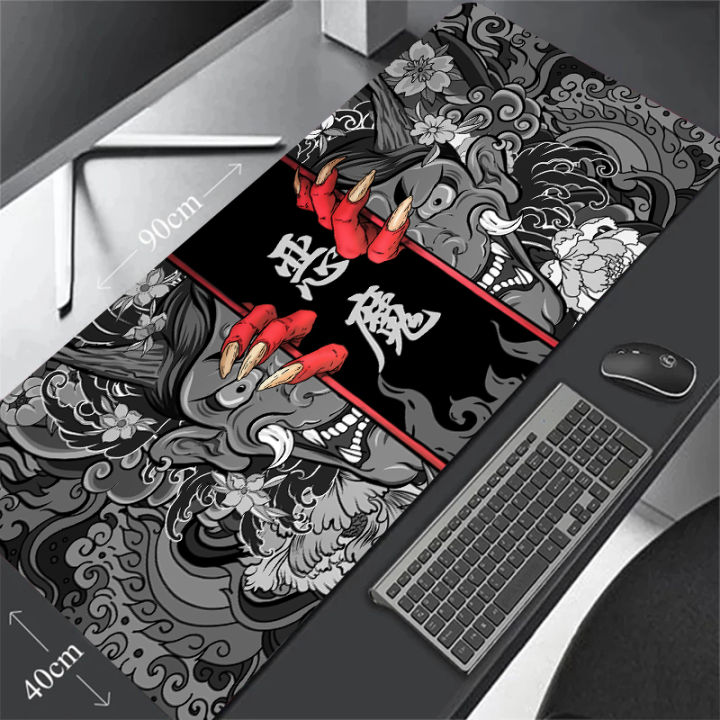 Game mouse pad Japanese samurai devil mouse pad black ghost face gamer desk pad mouse pad carpet accessories table pad