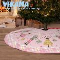 VIKAMA Christmas Tree Skirt Pink Edition, Nutcracker Holiday Party Decor, Festive Home Christmas Ornaments. 