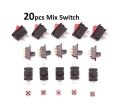 20pcs-DC Electric Switches Button Pack for DIYs, DC Motor, Lights, Projects Etc (Micro Switch, Rocker Button, Push Button, Dp Button). 