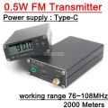 2000M 0.5W FM Transmitter 76-108Mhz Digital Display  FM Stereo transmit TYPE-C USB Churches CAR Radio Broadcast Campus Station. 
