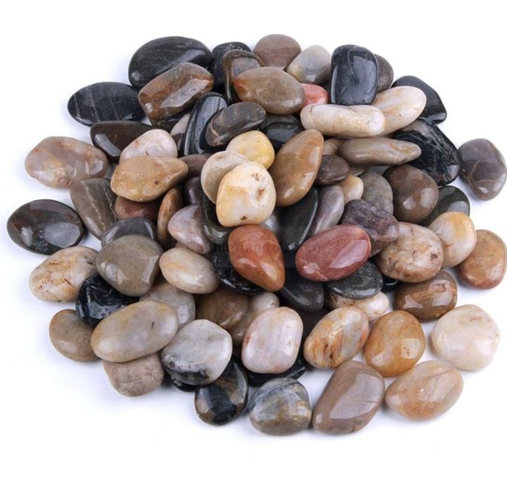 River Rocks, Pebbles, (1.5kg) 1-2 Inches Garden Outdoor Decorative Stones, Natural Polished Mixed Color Stones