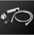 Faucet with 1.25 Meter Flexible Hose Pipe and Wall Hook White Jet Spray for Toilet Polished. 