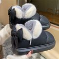 Cute Warm Ankle Boots Winter Women's Bow Warmth Plush Bow Cotton Shoes 2024 New Waterproof Down Cloth Short Barrel Snow Boots.