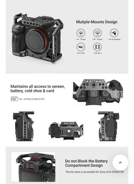 Sony%20Camera%20Cage%20Rig%20for%20Sony%20A7M3%20SonyA7III%20Sony%20A7Riii%20-%20Image%202