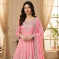 Georgette Embroidery New Stylish unready Made Party Long Gown Dress for women. 