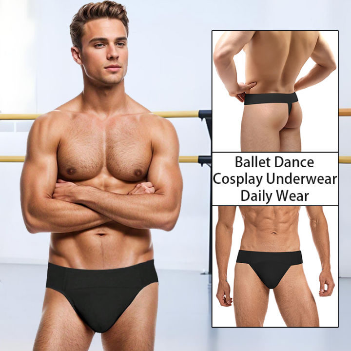 Men's Professional Full-seat Ballet Dance Belt for Adult Dance Cosplay Brief with Elastic Waistband and Double Layer Front