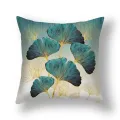 1pc ginkgo leaf Teal Gold Pillow Cushion Cover Square Soft Polyester Plant Leaves Ginkgo Biloba Throw Pillowcase. 