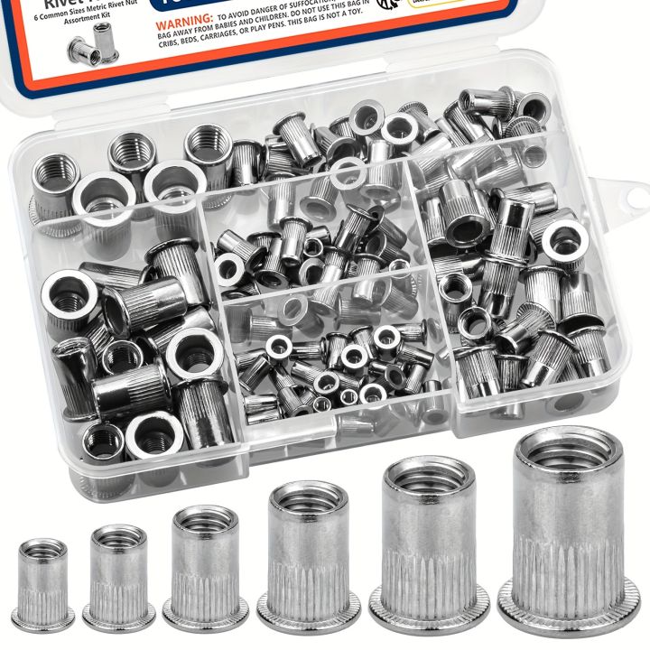 Metric Rivet Nut Assortment Kit (50Pcs/120Pcs) - M3 M4 M5 M6 M8 M10 ...